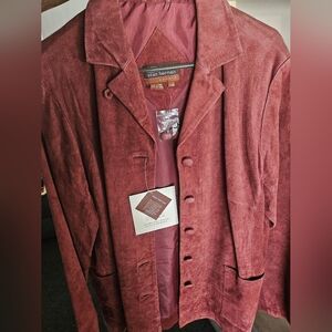 Stan Hermann Studio Burgundy Long Sleeve Washable Leather Jacket